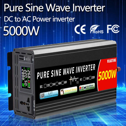 Inverter 12v 220v Pure Sine Wave 24v 110v DC To AC 2000W 3000W 4000W 5000W Universal Power Converter Car Solar Inverter 50/60HZ