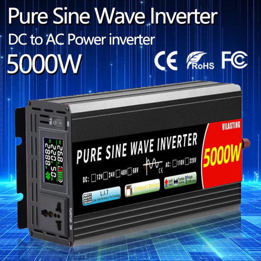 Inverter 12v 220v Reine Sinus Welle 24v 110v DC Zu AC 2000W 3000W 4000W 5000W Universal Power Converter Auto Solar Inverter 50/60HZ