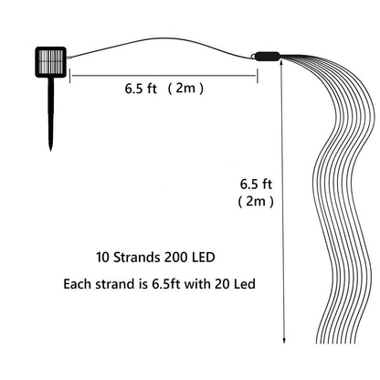 Outdoors Solar Copper String Light 200LED 2M Solar Lamp Waterproof for Gardens Fairy Garland Wedding Party Christmas Tree Homes