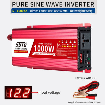 Pure Sine Waveform Universal Inverter DC 12V24V48V60V to 110V-240V LCD Screen Inverter 1800W/2200W/3000W PowerConverter 50/60HZ