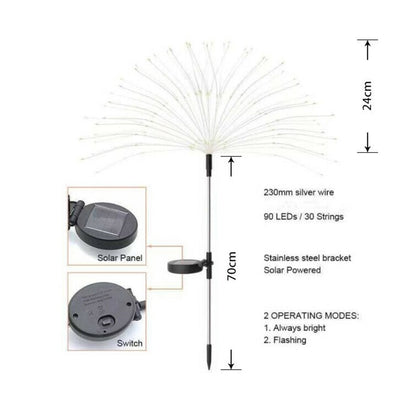 Corda Solar Luz de Fogo de Artifício Ao Ar Livre Impermeável Jardim Lâmpada 2/8 Modos DIY Forma NightLight Decoração de Natal Presente Quintal Gramado