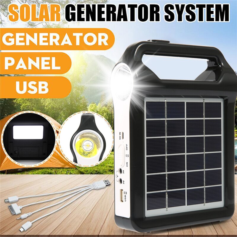 Sistema de generador de almacenamiento de energía de Panel Solar recargable portátil de 6V cargador USB con iluminación de lámpara Kit de sistema de energía Solar para el hogar