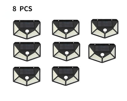 100 LED High Quality Outdoor Solar Powered Garden Lamp Waterproof Motion Sensor Solar Wall Garden Lights Porch Light 270 degrees