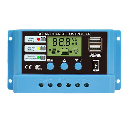 PWM Solar Charge Controller12V 14V 10A/20A/30A Solar Controller Solar Panel Battery Regulator LCD Display Dual USB 5V Output