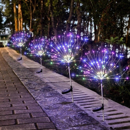 Solar Fireworks Lamp Outdoor Grass Globe Dandelion Flash String Fairy lights 90 /120/150/200 LED For Garden Lawn Holiday Light