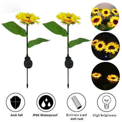 Solar Sunflower Outdoor Light IP65 Waterproof 20LED Solar Lawn Pathway Light for Patio Yard Garden Decoration Landscape Lighting