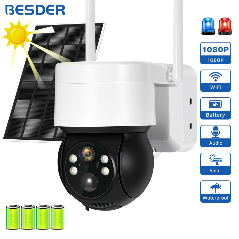TQ2B - 1080P WiFi Câmera Solar Visão Noturna PTZ Câmera IP Com Painel Solar Recarga Bateria 2MP Câmeras de Vigilância CCTV