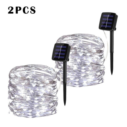 LED Solar Lights Outdoor Fairy String Light Festoon Lamp Waterproof 8 Modes Copper Wire Light for Garden Decor 52/32/22/7M