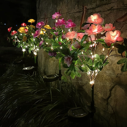 LED Solar Azalea Flowers Garden Lamp Home Decorative Light Landscape Orchid Rose LampYard Lawn Path Holiday Wedding Lights