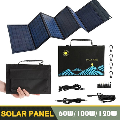 100W Solar Panel Folding Bag USB+DC Output Solar Charger Portable Foldable Solar Charging Device Outdoor Portable Power Supply