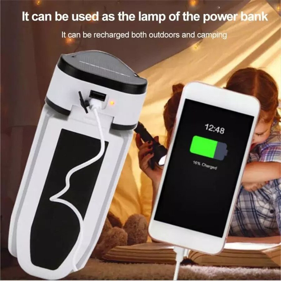 Le camping solaire portatif de LED allume la lampe rechargeable de tente pliable imperméable de veilleuses de secours pour l'éclairage extérieur d'intérieur