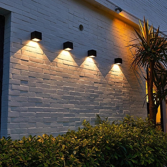 Luz solar LED para jardim ao ar livre, lâmpada de parede quadrada, sensor de luz solar IP65, à prova d'água, pátio, varanda, cerca, decoração, lâmpadas