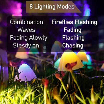 LED Outdoor Solar Garden Lights Mushroom String Lawn Lamps Waterproof Garland Landscape Decoration for Yard/Path/Party/Street