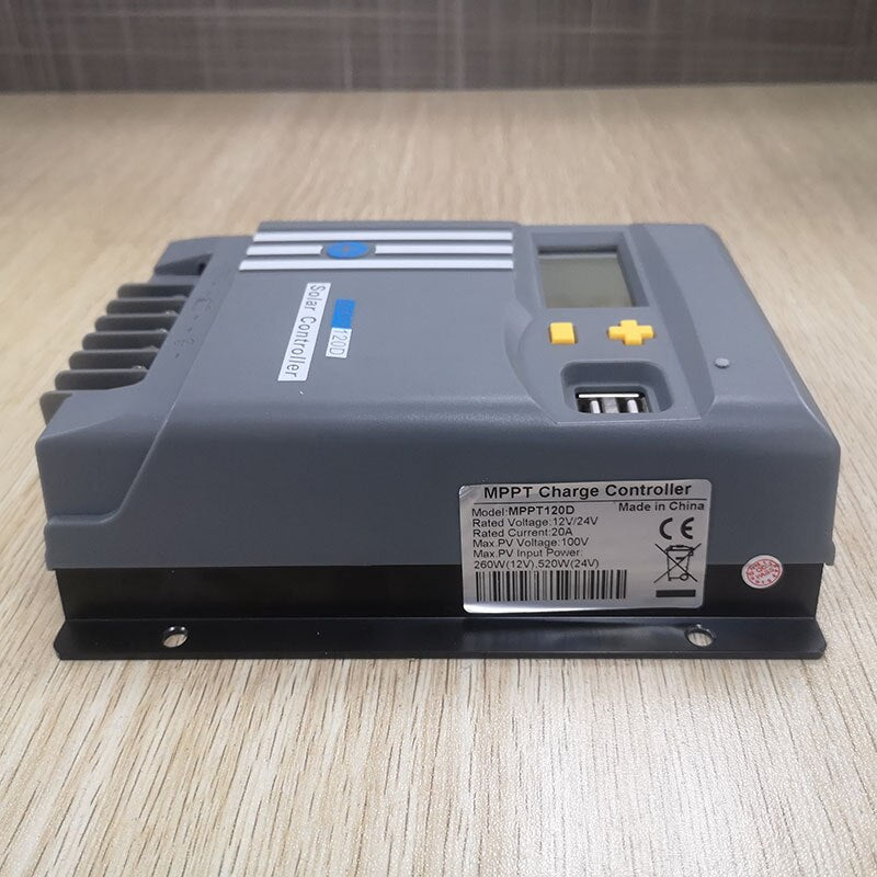 Controlador de carga solar MPPT 20A 12V / 24V Auto con dispositivo WiFi Bluetooth Pantalla LCD Regulador de batería Dual USB LifePo4