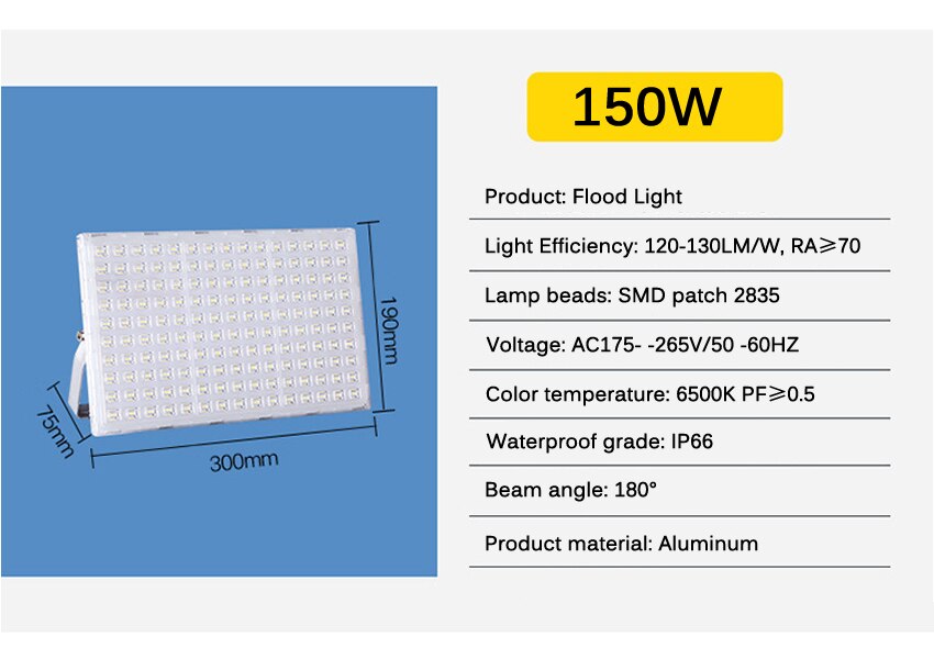 Square LED flood light 100W200W300W outdoor waterproof lighting project flood light advertising projection light tree light