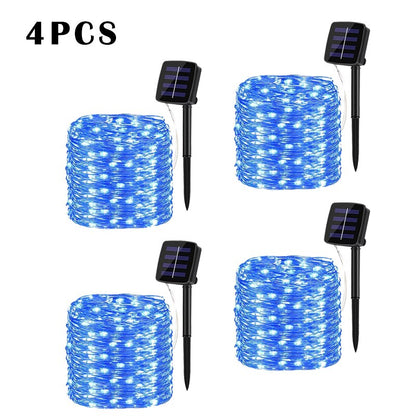 LED Solar Lights Outdoor Fairy String Light Festoon Lamp Waterproof 8 Modes Copper Wire Light for Garden Decor 52/32/22/7M