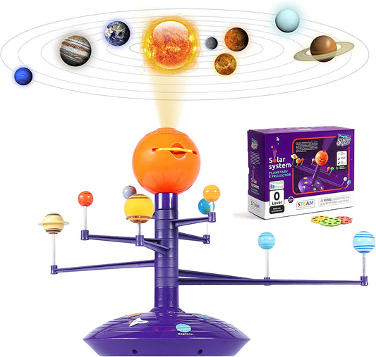 O modelo planetário do sistema solar gira oito planetas projeção 3D aparato astronômico para ensinar ciência às crianças brinquedos de haste