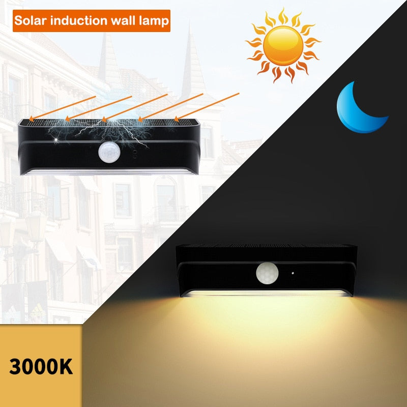 Bewegungssensor-LED-Solarleuchte für den Außenbereich, wasserdicht, Gartenleuchte, solarbetriebene Wandleuchter, Treppenzaun, Außenwandleuchten, Veranda-Licht
