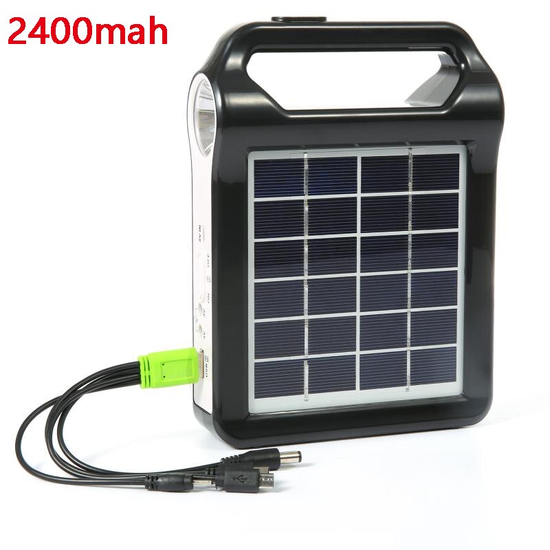 Tragbares wiederaufladbares 6-V-Solarpanel-Stromspeicher-Generatorsystem USB-Ladegerät mit Lampenbeleuchtung Home Solar Energy System Kit