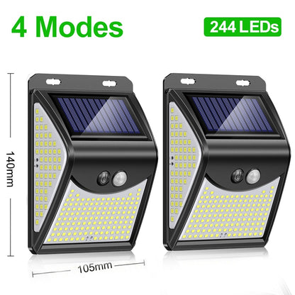 244 Led Outdoor Solar Light With Sensor Motion Powerful Energy Spotlight Waterproof Sunlight Lamp For Exterior Wall Garden Decor