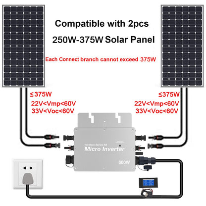 Wireless Series R3 Micro Inverter 600W700W WVC Solar Grid Tie Converter DC22-60V to 120V/230V Auto Switch With Wifi Monitor