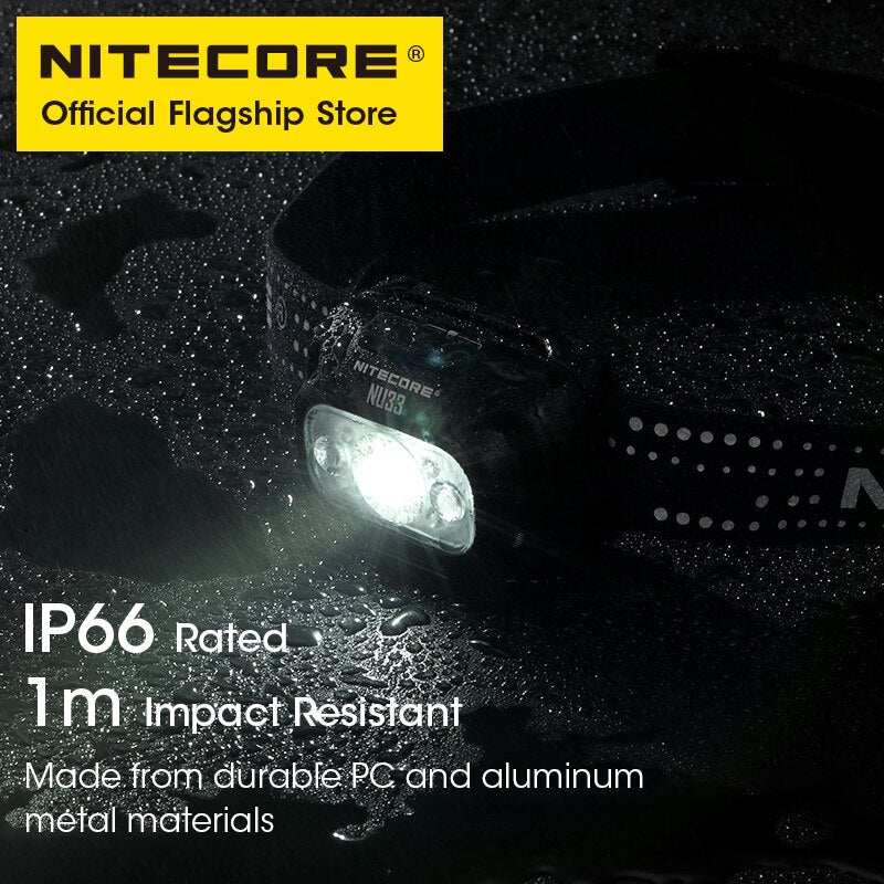 NITECORE NU33 USB-C Lampe Frontale Rechargeable LED Triple Sortie 700 Lumens Construit en Batterie 2000mAh pour Camping Travail Pêche Légère