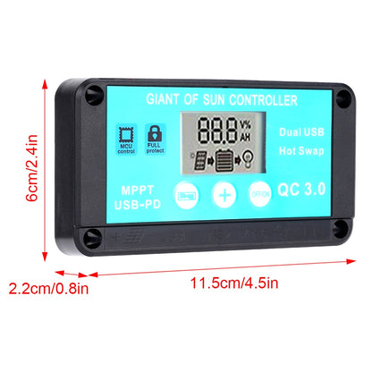 MPPT Solar Charge Controller 10-100A 12V/24V Multiple Protection Solar Regulator LCD Screen Fast Charging 3.0 Battery Charger