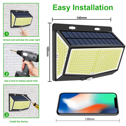 Solar Power Street Lamp Outdoor Solar Sensor Lights for Garden Decor 432 Led Reflector Lighting Waterproof energia Solar Lantern