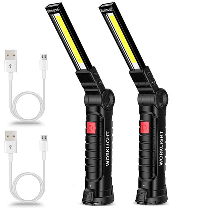 Nova Lanterna LED COB Portátil USB Recarregável Luz de Trabalho Lanterna Magnética Lâmpada Pendurada com Bateria Embutida Tocha de Acampamento