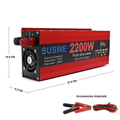 Pure Sine Wave Inverter 12V/24V/48V/60V To AC 110V 220V 3000/2200/2000/1000W Voltage Transformer Power Converter Solar Inverter