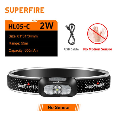 Best SupFire HL05 Mini LED Headlamp With Motion Sensor USB Rechargeable For Camping Fishing Bicycle Head Light flashlight