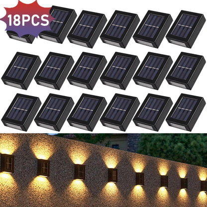 Solar Wall Lamps LED Outdoor Fence Deck Path Garden Patio Pathway Stairs Lights