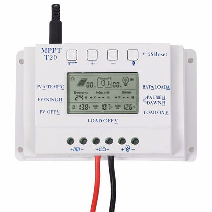 PowMr MPPT T20 Solar Charge Controller 12V 24V Auto MPPT+PWM 20A 260W LCD Display Solar Panel Battery Regulator Max PV 48V OEM