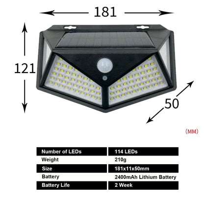 Lampada da giardino a LED per esterni a energia solare Lampade da parete a induzione per il corpo umano Quattro lati 100LED Ricarica per decorazioni per la casa Luci stradali