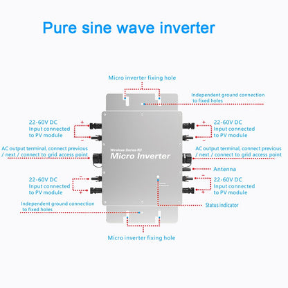 Wireless Micro Inverter 2000W 2400W 2800W Solar Grid Tie Converter Built-in WiFi Data Terminal