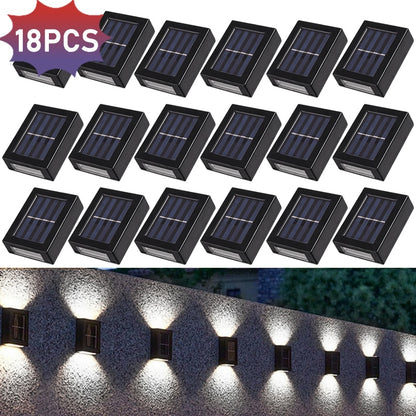 Solar Wall Lamps LED Outdoor Fence Deck Path Garden Patio Pathway Stairs Lights