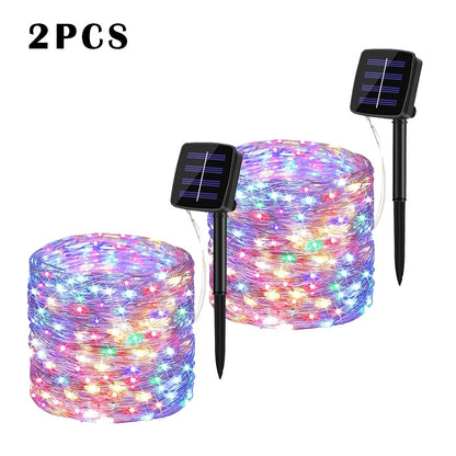 LED Solar Lights Outdoor Fairy String Light Festoon Lamp Waterproof 8 Modes Copper Wire Light for Garden Decor 52/32/22/7M