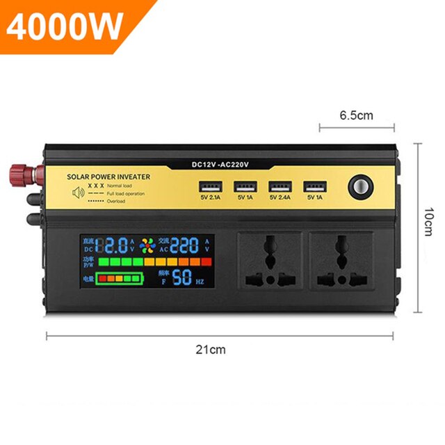 Wechselrichter 12 V 220 V reiner Sinus-Wechselrichter DC 12 V 24 V zu AC 220 V 3000 W 6000 W mit USB-Ladegerät Stromrichter Solar-Auto-Wechselrichter