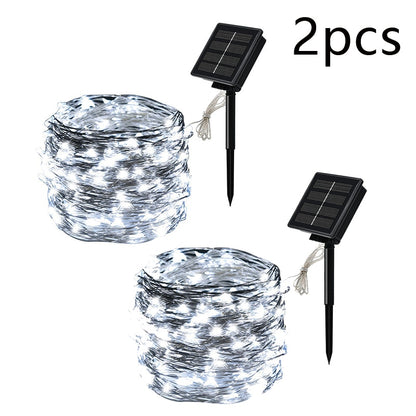 5M/10M20M30M Outdoor Solar LED Copper Wire Fairy Light for Garden Festive Wreath Christmas Decoration.