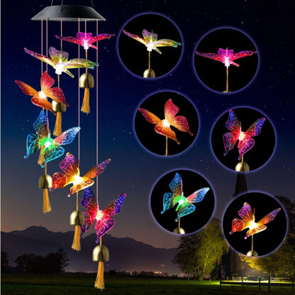 Nouvelle énergie solaire vent cloches carillon boule de cristal colibri papillon libellule étanche lumière extérieure pour Patio cour Garde