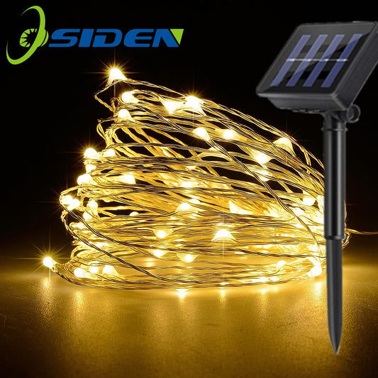 LED luces de hadas solares lámpara al aire libre 7M 12M 22M LEDs cadena impermeable fiesta guirnalda Solar jardín luces de Navidad