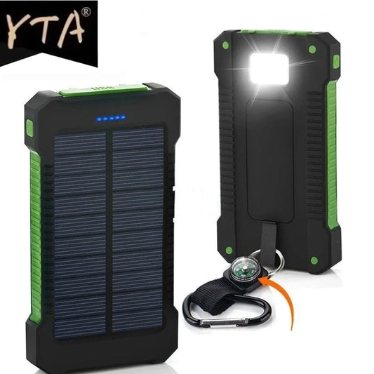 Solar Power Bank Impermeabile 50000mAh Caricatore solare Porte USB Caricabatterie esterno Powerbank per smartphone Xiaomi 5S con luce a LED