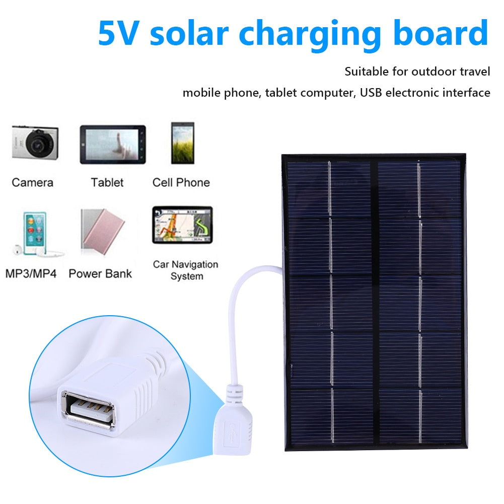 1pc USB Solar Panel, SV solar charging board Suitable for outdoor travel mobile phone; tablet