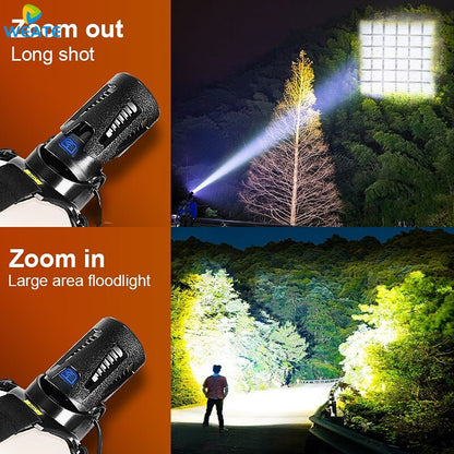 XHP360 High Power Fishing Headlamp Rechargeable Light Headlight Camping Hiking Led Flashlights Can Be Used As A Power Bank