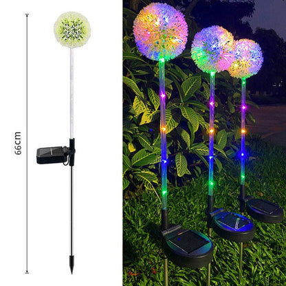 LED Outdoor Solar Lights Landscape Pathway Lighting Waterproof 1/3 Heads Dandelion Lawn Lamps for Park Patio Garden Decoration