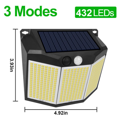 Solar Power Street Lamp Outdoor Solar Sensor Lights for Garden Decor 432 Led Reflector Lighting Waterproof energia Solar Lantern