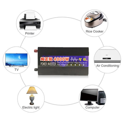 Inversor de onda sinusoidal pura, banco de energía para el hogar o el coche, 2000W/3000W/4000W DC 12V 24V a Ac 220V, convertidor e inversor Solar de voltaje