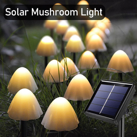 Luzes de jardim solar de LED ao ar livre Cordas de cogumelos Lâmpadas de gramado guirlanda à prova d'água Decoração de paisagem para quintal/caminho/festa/rua