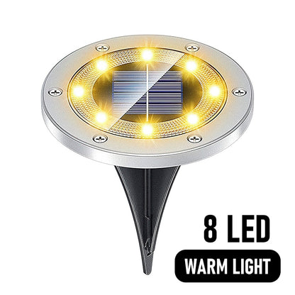 Upgraded 8/16 LED Solar lawn Lights Ground Outdoor Waterproof Solar Garden Decoration Lamps Disk Pathway Yard Landscape Lighting