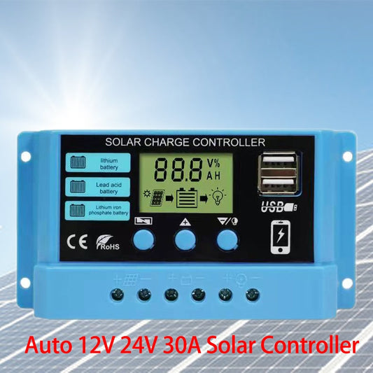 Controlador de carga solar mppt 10a 20a 30a 12 v 24 v controlador de painel solar para 100 w 200 w 300 w 400 w painel solar para lítio lifepo4